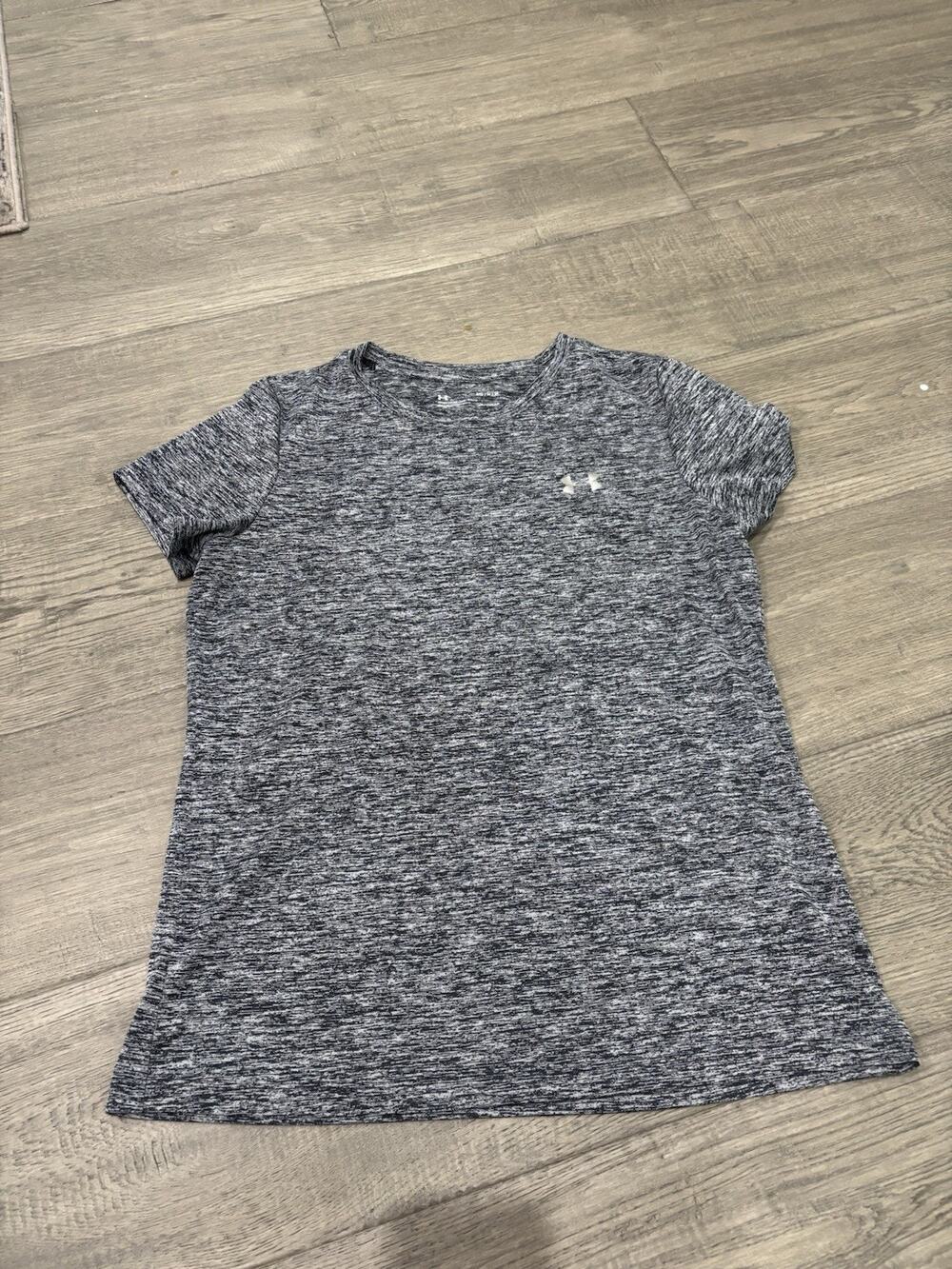Under Armour HeatGear Womens Medium Loose Fit Shirt Black Gray Athletic 1277206